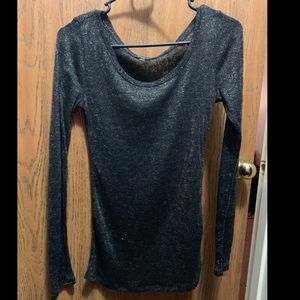 Express long sleeve black with gold glitter top
